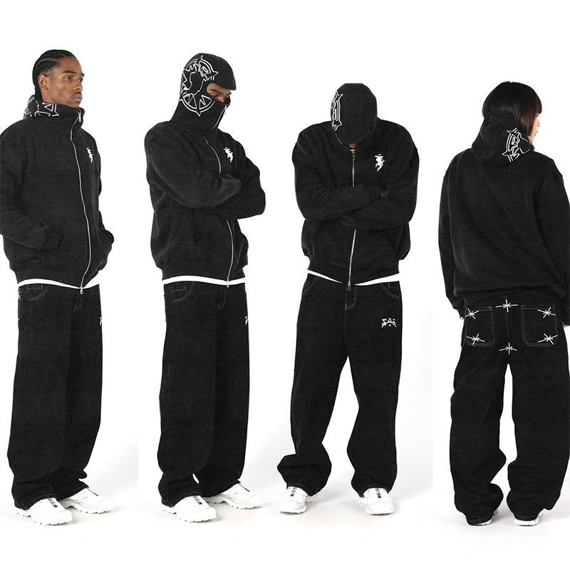 Street Fashion Jeans Men - Embroidery Graphic Streetwear Hoodie Y2K Harajuku