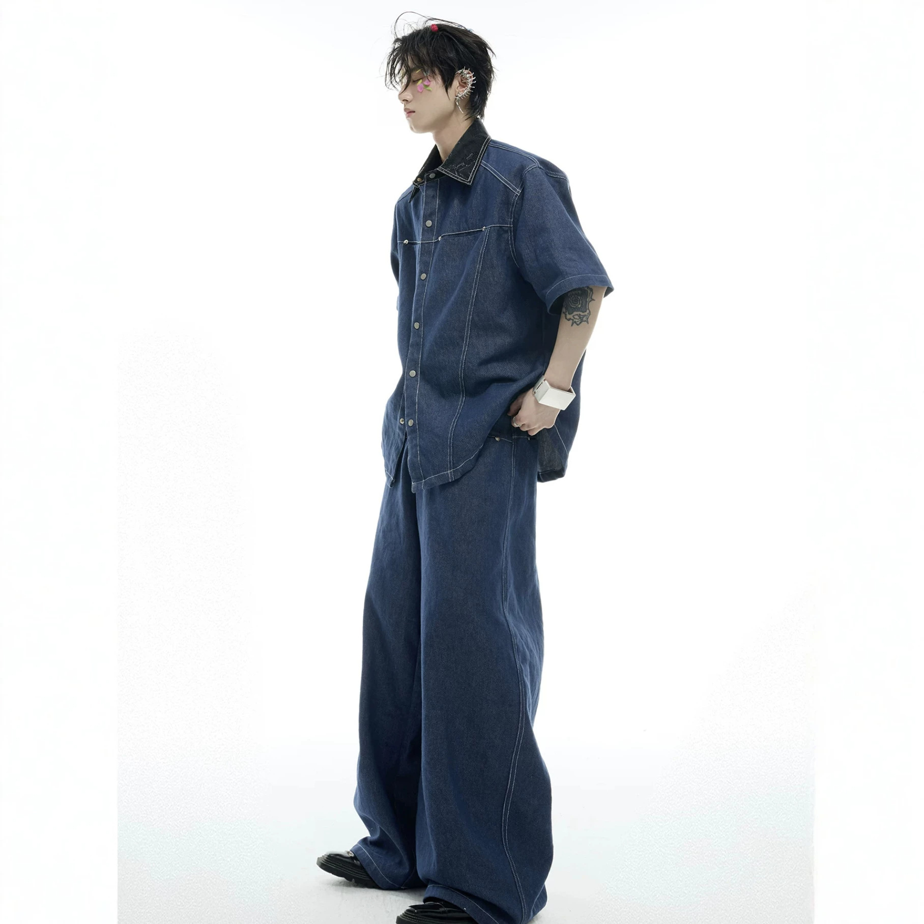 Summer Men's Denim Matching Se - огляд і ціна Street Fashion Jeans Men
