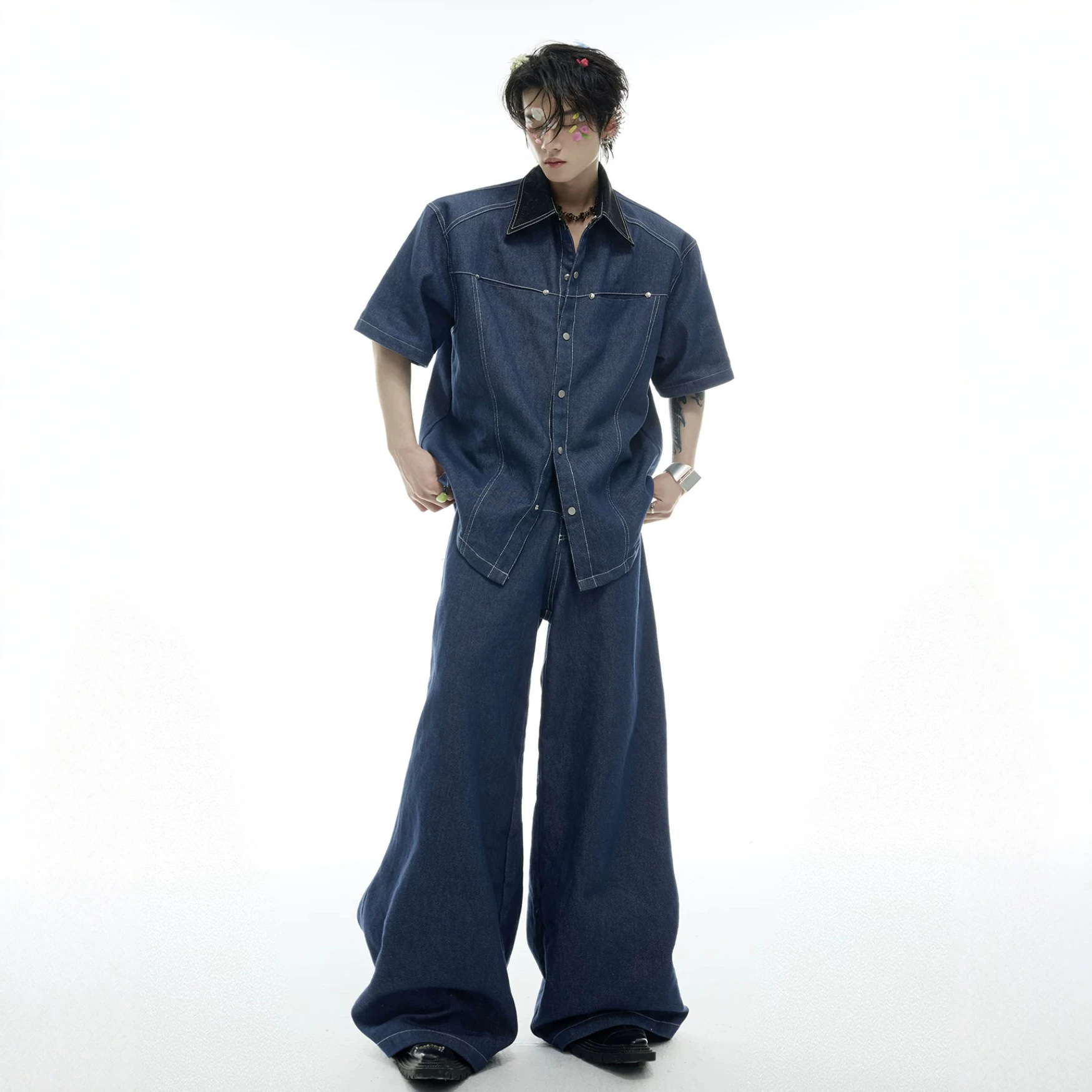 Summer Men's Denim Matching Se - огляд і ціна Street Fashion Jeans Men