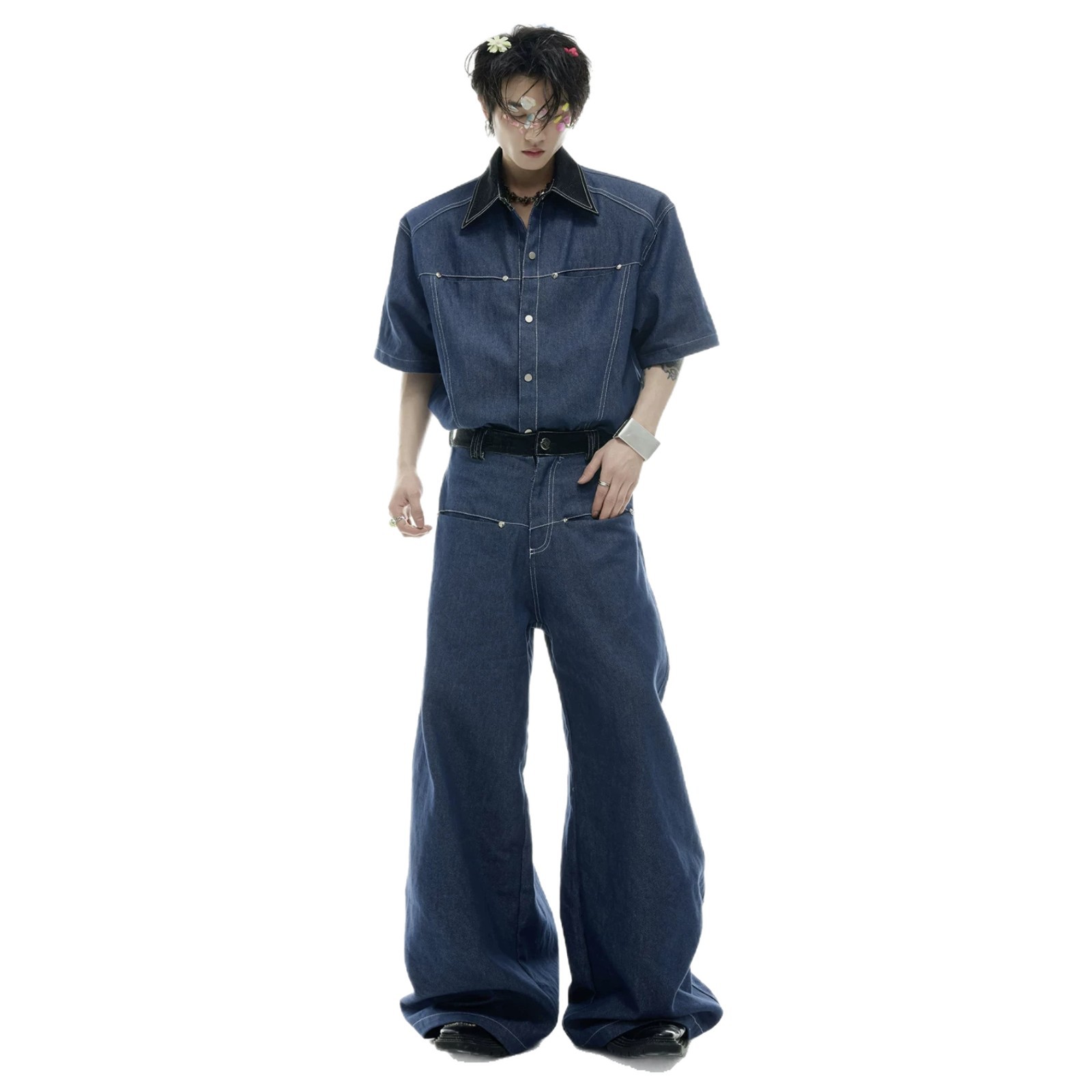 Summer Men's Denim Matching Se - огляд і ціна Street Fashion Jeans Men