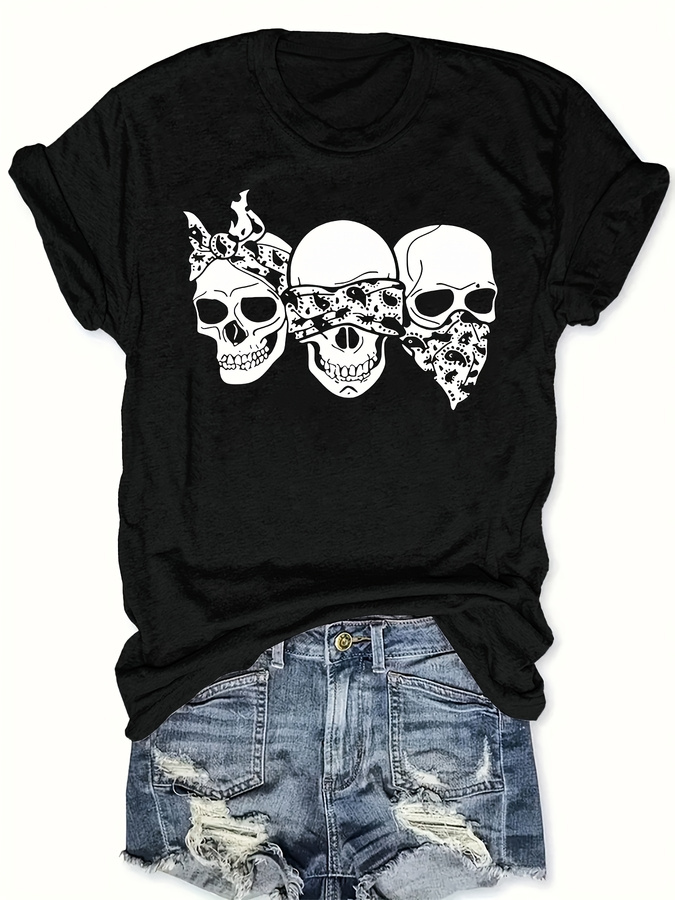 Happy Cartoon Skull T-Shirt, L - огляд і ціна Street Fashion Style Male