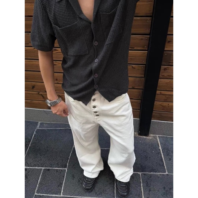Men's White Wide Leg Jeans Hig - огляд і ціна Street Fashion Jeans Men