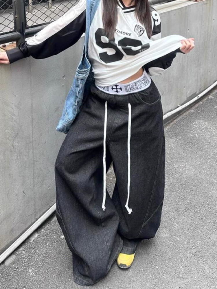 American retro spliced waist j - огляд і ціна Street Fashion Jeans Men