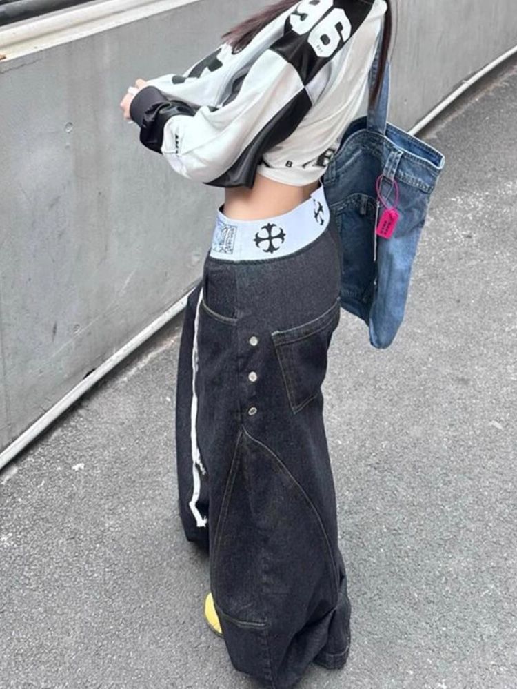 American retro spliced waist j - огляд і ціна Street Fashion Jeans Men
