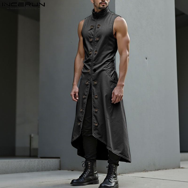 INCERUN Men Long Style Vests S - огляд і ціна Street Fashion Style Male
