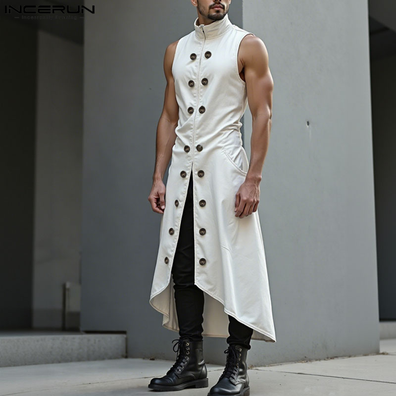 INCERUN Men Long Style Vests S - огляд і ціна Street Fashion Style Male