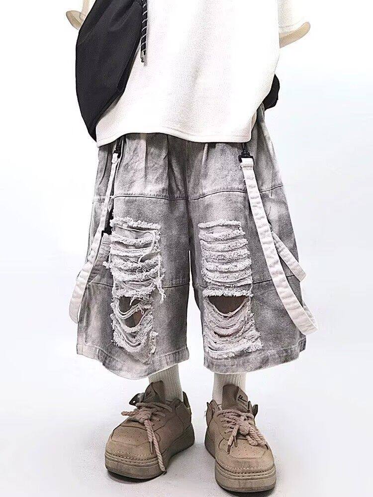 Retro Hip-hop Men's Ripped Jea - огляд і ціна Street Fashion Style Male